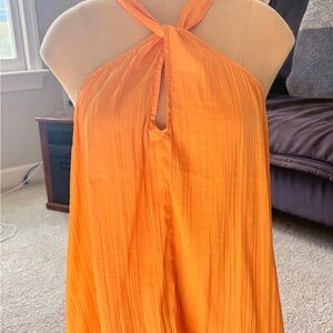 Old Navy Orange Halter Neck Pleated Tank Top